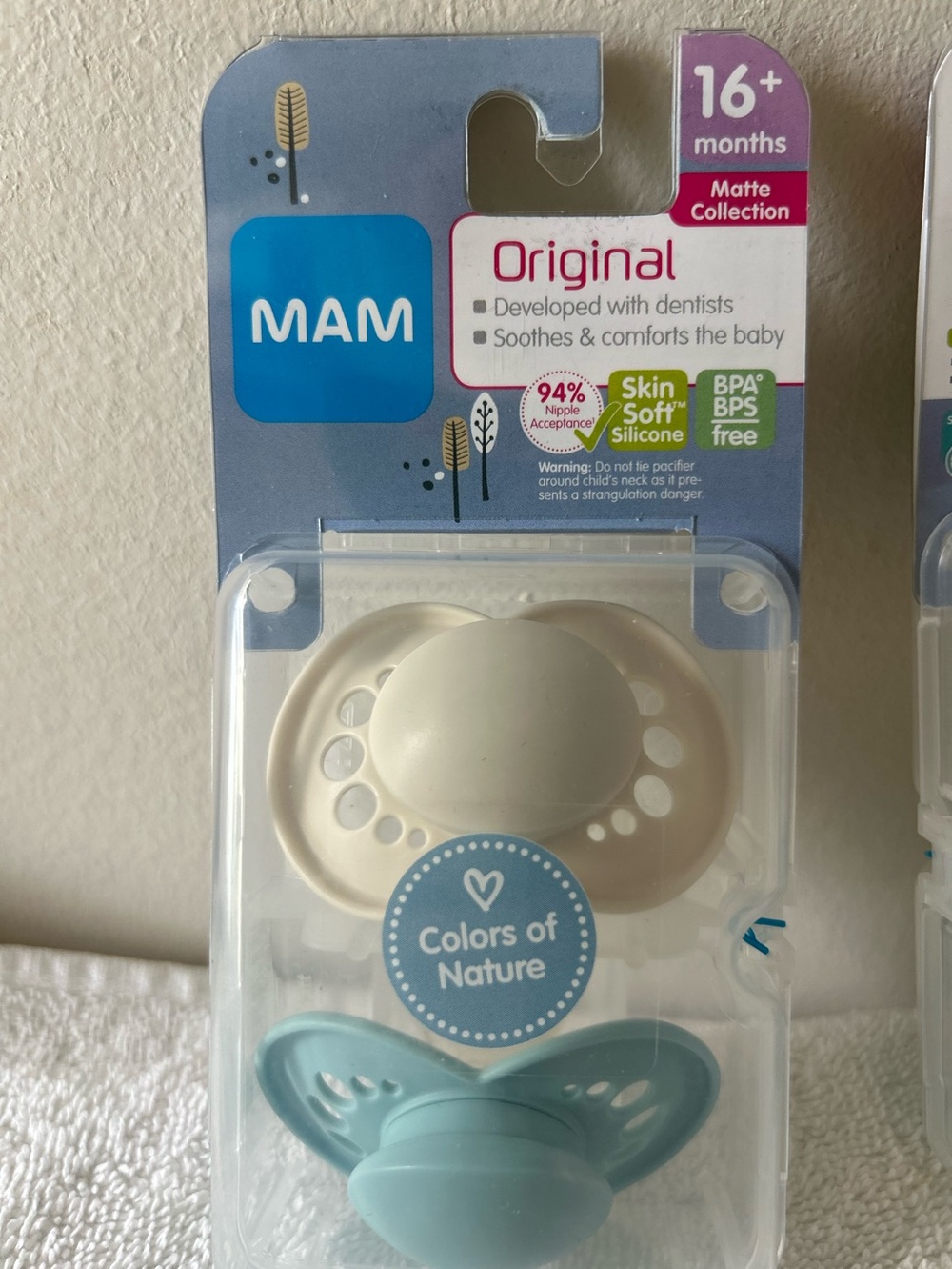 MAM 16 mos. Baby Pacifiers - Beige & Light Blue